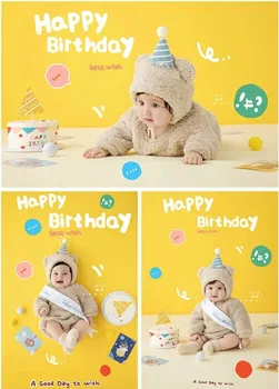 Dvotinst Реквизит за снимки на новородени, синьо, мек вълнен плат сладък украшение, тематичен комплект за торта за рожден Ден, Подпори за фотосесия в студио Fotografia