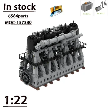 MOC-157380 Серия Classic Movie Двухшпиндельный парен двигател с три разширения на събиране, Свързване на блок, Модел 6584 Детайли, подарък Играчка