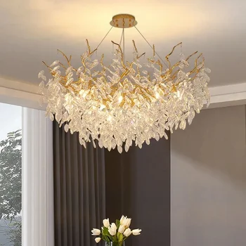 Модерни златни Луксозни кристални полилеи за хол, голям led таван полилей, висящ лампа, светлинното устройство, интериор на стаята