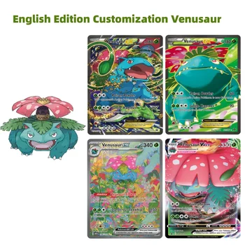 Направи си САМ PTCG Pokmon English Edition Customization Venusaur Набор от Карти Pokemon Сътрудничество Колекция от Аниме Фигурки Карта Играчка За Подарък