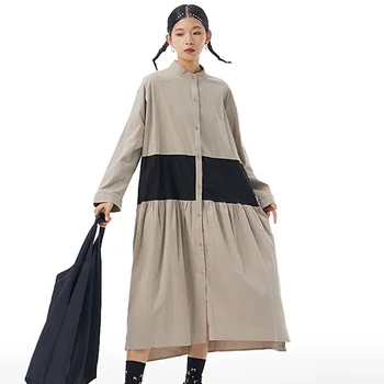 2023 есен нова мода свободна пола с появата на кант, оригинално женствена рокля, цвят рокля-жилетка в стил мозайка 5910