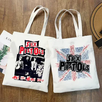 Sex Pistols Носталгия Музика ретро-рок-група Ullzang Дамска чанта Елегантна холщовая Чанти през рамо Ежедневни чанти за пазаруване За момичета