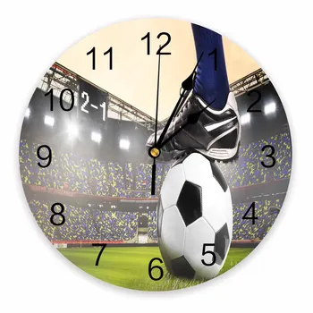 Топки за футбол корта В салона на Футболни Декоративни Кръгли Стенен Часовник с Индивидуален дизайн Не Тикающие Безшумни Спални Големи Стенни Часовници