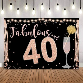 40 и са чудесен фон за рожден Ден, Шампанско, Жени, Фон за снимка, Блестяща светлина, украса за парти по случай рожден ден, банер, винил момичета