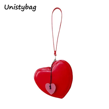 Дамски чанти-wristlets Unistybag, дизайнерски клатч, луксозни Сладки портмоне, чанта-сърце от изкуствена кожа, модни чанти и портмонета