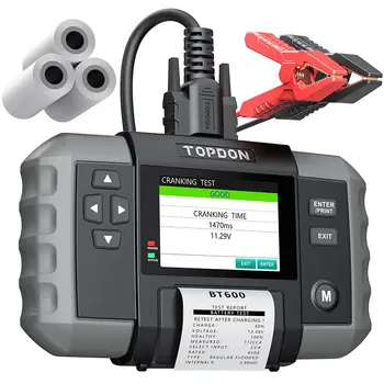 Заводска доставка TOPDON BT600 Ново записване е 12 В 24 В Автомобилния акумулатор, Който се зарежда и анализатор с принтера