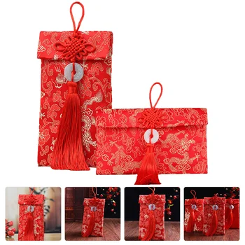 2 Броя Подаръци Парчовый Червен Плик, Пликове Китайски Коледни Аксесоари Pacekt за Фестивала Декор