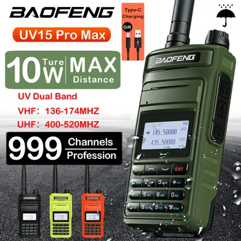 2023 Baofeng UV15 Pro Max True 10 W Отдалечената FM-радио 999 Канала Двухдиапазонная CB Ham radio Type-C Зарядно Устройство за Двустранно Радио
