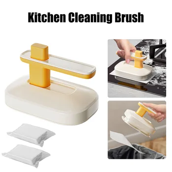 Четка за почистване на кухня Удебелена Сто Кърпа за почистване на Гъба Блок с Четка за почистване на вани и мивки Потребителска четка за почистване