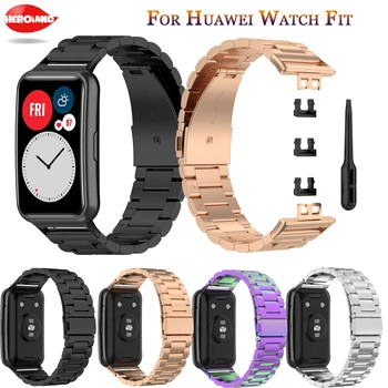 2020 Луксозна Метална каишка за часовник от неръждаема стомана, каишка за Huawei Watch, каишка за китката-с гривна, за Huawei Smart-Fit Watch, каишка за китката-гривна