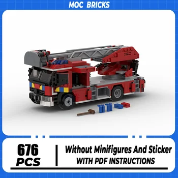 Градивните елементи на Moc Серия автомобили Белгийската пожарна машина Модел стълби Технология Brick Марка кола направи си САМ Играчка за подаръци