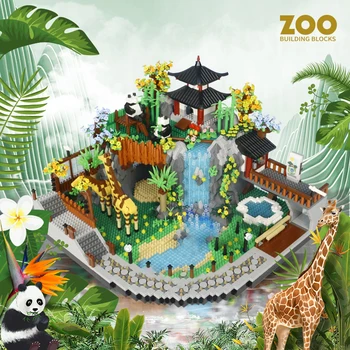 Зоологическа градина, микро-строителни блокове, Мини-тухли, детски подарък, дизайнер от частици, Пластмасов модел, Декорация на дома, Архитектурни играчки