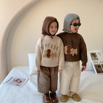 Корейски Пролетно-Есенен Пуловер, За Малки Момичета С Надпис 