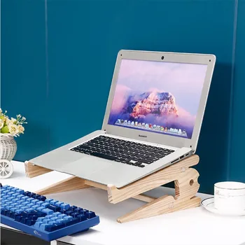 Универсална дървена поставка за лаптоп на масата 10-17 инчов Macbook Air Pro 13-15 За съхранение Подвижна Дървена стойка за лаптоп Аксесоари