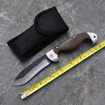 Ловни ножове със сгъваем нож за обработка на титан, нож с модел от неръждаема стомана 440C, инструменти за походного ножове и дървена дръжка + сабя