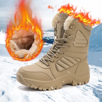 Зимни мъжки топли ботуши, запазването на топлина, Ловни обувки за момчета, кожа вътре, Катерене обувки за катерене