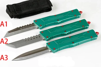 Micro OTF Tech Knife Combat Troo Series 7CR17 Острието, дръжката е от алуминиева сплав, Джобен нож за самозащита в сражение, джобен нож за къмпинг