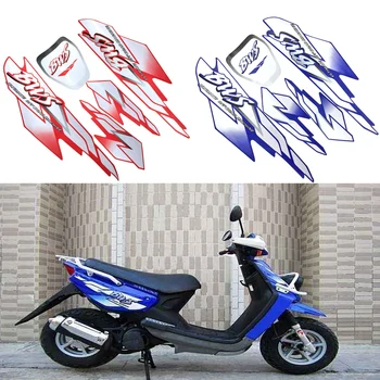 1 Комплект червени/сини етикети на обтекател на цялото тяло мотоциклет, отличителни знаци за скутер, декоративен лого дизайн, лого дизайн, светоотражающего икона за Yamaha BWS 100