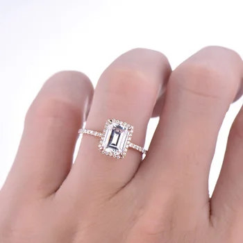 Муассанит с диамант бял цвят 2 карата от този 14-каратово Розово злато за жени, Сватбени бижута VVS1 Яснота Ring