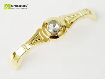 UNILOCKS 10шт.C.C. Дръжката е от прозрачен кристал 96 мм със златна метална част от сплав с