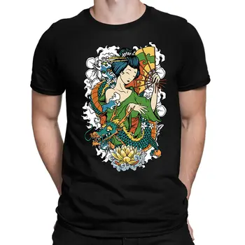 Мъжки t-shirt Гейша - Japan Японски дракон