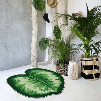 Скандинавски Популярен Зелен Растителен килим Украса подложка за пода спални килим от супер Мек кристален кадифе