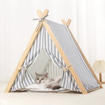 Полузакрытая палатка за котки, Четырехсезонное универсално гнездо за домашни любимци, преносимо и моющееся, интернет-знаменитост, Зима