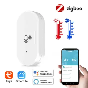 Мини-сензор за температура и влажност на Hristo Zigbee Нужда от хъб Zigbee Gateway, влагомер за умен дом, гласово управление Алекса Google