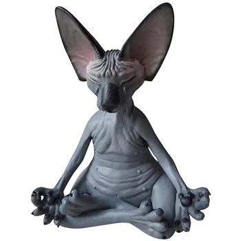 Медитиращият Котка Сфинкс, Статуята На Мыслящего Котка, Медитиращият Мислещ Котка, Коллекционный Декор За Медитация Бесшерстного Котка Сфинкс