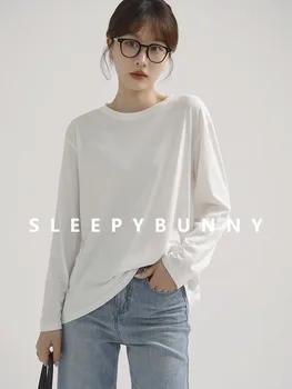 Основни ежедневни бели блузи с дълги ръкави, есен 2023, нова приказка удобна реколта корея, модни дрехи
