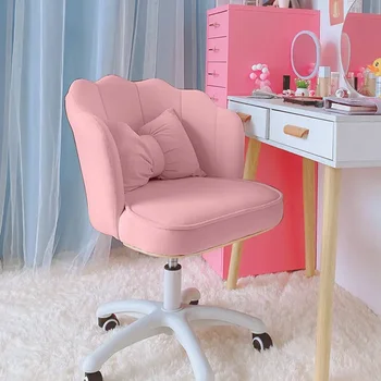 Стол За момичета, Хубаво Компютърен стол за спални, Удобен стол с въртяща повдигане на облегалката, Бюро, стол за грим, бюро