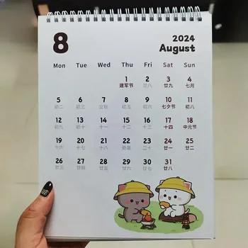 Mitao Cat Calendar Лунен desk, Аниме, Периферна Сладък Работен Календар, Серия пътуване Honey Peach Grey Кат Kawaii, Детска Играчка за подарък