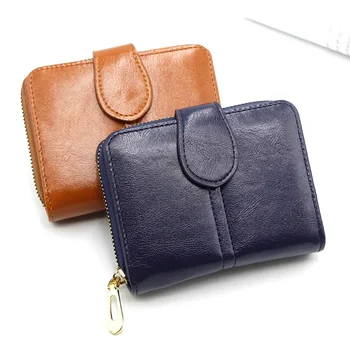 Модерен кратък чантата си джоб, чанта за събиране на масло и восък, женски кратък клип за пари, дамски портфейл, лесен и щедра