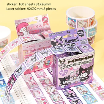168 бр. / кор. Лазерни етикети Sanrio, етикети с печат Kuromi Melody, Ръководство за деца, мультяшные декоративни етикети с етикетите,