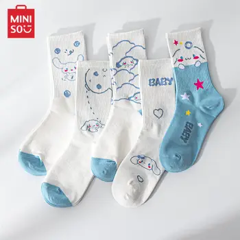 MINISO Оригинални спортни студентски чорапи Cinnamoroll Аниме-чорапи Чорапи за почивка Универсален Син цвят Домашна Мода Есен Подарък