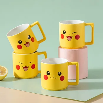 Керамична чаша с шарени pokemon Kawai, красиви чаши за вода, Детска чаша на закуска, чаша за мляко, чаша за кафе, чаша за най-добрите приятелки, практичен подарък за рожден Ден