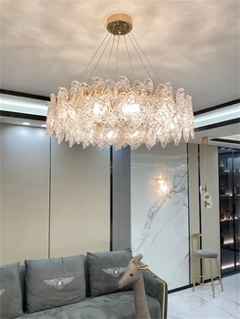 луксозна Стъклена Кристален лампа-полилей За декориране на хол, трапезария, дизайнерски спални, прости постмодернистские осветителни тела, висящи лампи