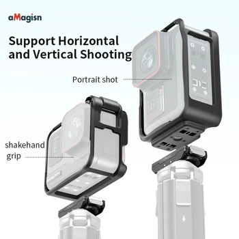 Хоризонтално-вертикална защитна рамка aMagisn, аксесоар за спортна камера от ABS-пластмаса, за да се Insta360 Ace, Ace Pro, Insta360 AcePro