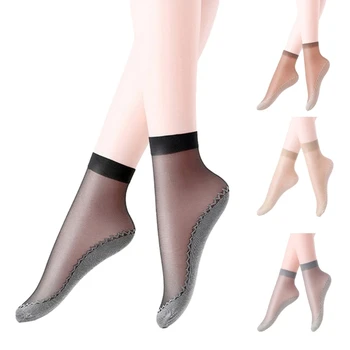 B36D, женски копринена къси чорапи до щиколоток, Дишаща памучен подметка, устойчива на хлъзгане, Летни Тънки прозрачни чорапи-тръби за ножных гривни