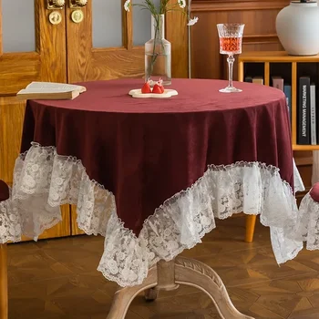 Ретро velvet кръгла маса за Домашно маса за хранене и масичка за Чай Покривка Романтична и красива Q2S1020