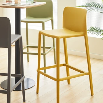 Италиански прост многоцветен високо столче Кухненски бар столове за закуска Скандинавски бар стол с облегалка Пластмасови столче за хранене