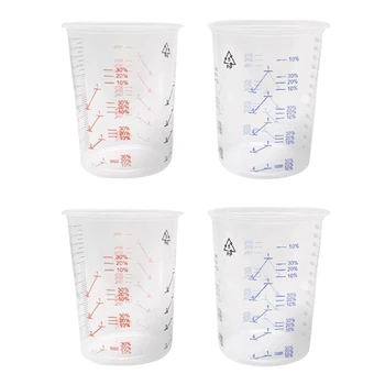 50 пластмасови чашки за смесване на бои, капацитет за смесване обем 600 мл за прецизно смесване на бои и течности (различни цветове)