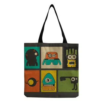 Чанта-тоут с шарени хубаво чудовище, бельо индивидуалност, чанта през рамо за момичета, пътни пакети за съхранение с голям капацитет, женствена чанта за пазаруване