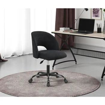 Офис стол с отворена облегалка, обитое кърпа, с колела, цвят ванилия