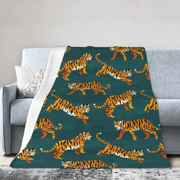Бенгалски тигри - Тъмно синьо одеяло, Меко топло Фланелевое завеси, покривки за легла, хол, домашно дивана за пикник