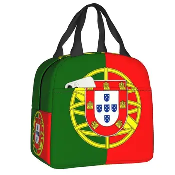 Дамска чанта-тоут с флага на Португалия, патриотическая Португалската чанта-хладилник с обработени така, кутия за bento, Работа, училище, пътуване
