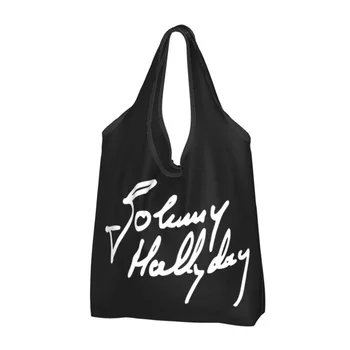Изработена по поръчка пазарска чанта легендите на френския рок Джони Холлидея Дамски Преносима чанта за пазаруване с голям капацитет
