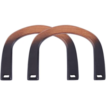 2 бр. Дървени дръжки за чантата, U-образни Дървени дръжки за чанти, ръчна работа, ресни, Смяна на дръжки за плажна чанта