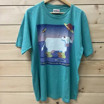 Реколта тениска 1992 г. Марк Gallant Cowss С дълги ръкави Sz L Space Cow Смело Вървете Там, Където Няма Крави