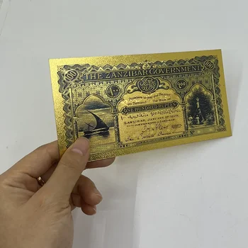 Африкански сувенири пари, цветни Занзибарские 24-каратные златни банкноти, валута, rs 100, позлатени банкноти за събиране